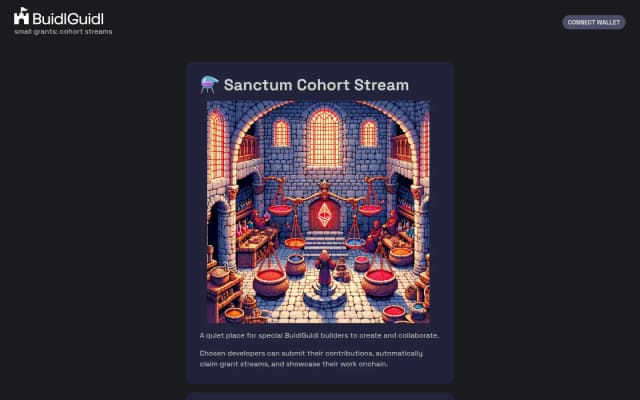 Sanctum cohort site with its illustrated hall, “a quiet place for special BuidlGuidl builders”